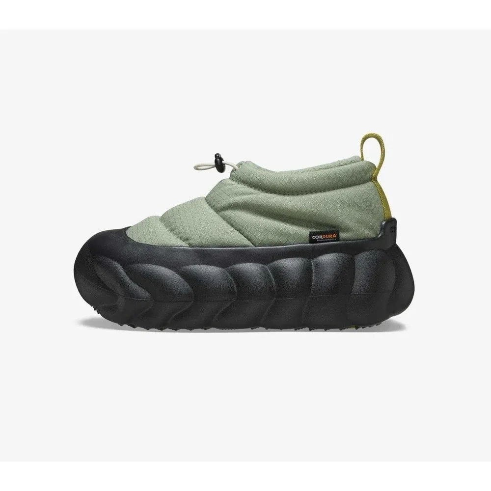 CROCS Overpuff Cordura Shorty Shoes Boots Booties Womens 7 Moss Green Black NWT